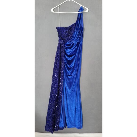 Miss Ord One Shoulder Draped Sequin Evening Gown Prom Dress Small - Picture 1 of 9
